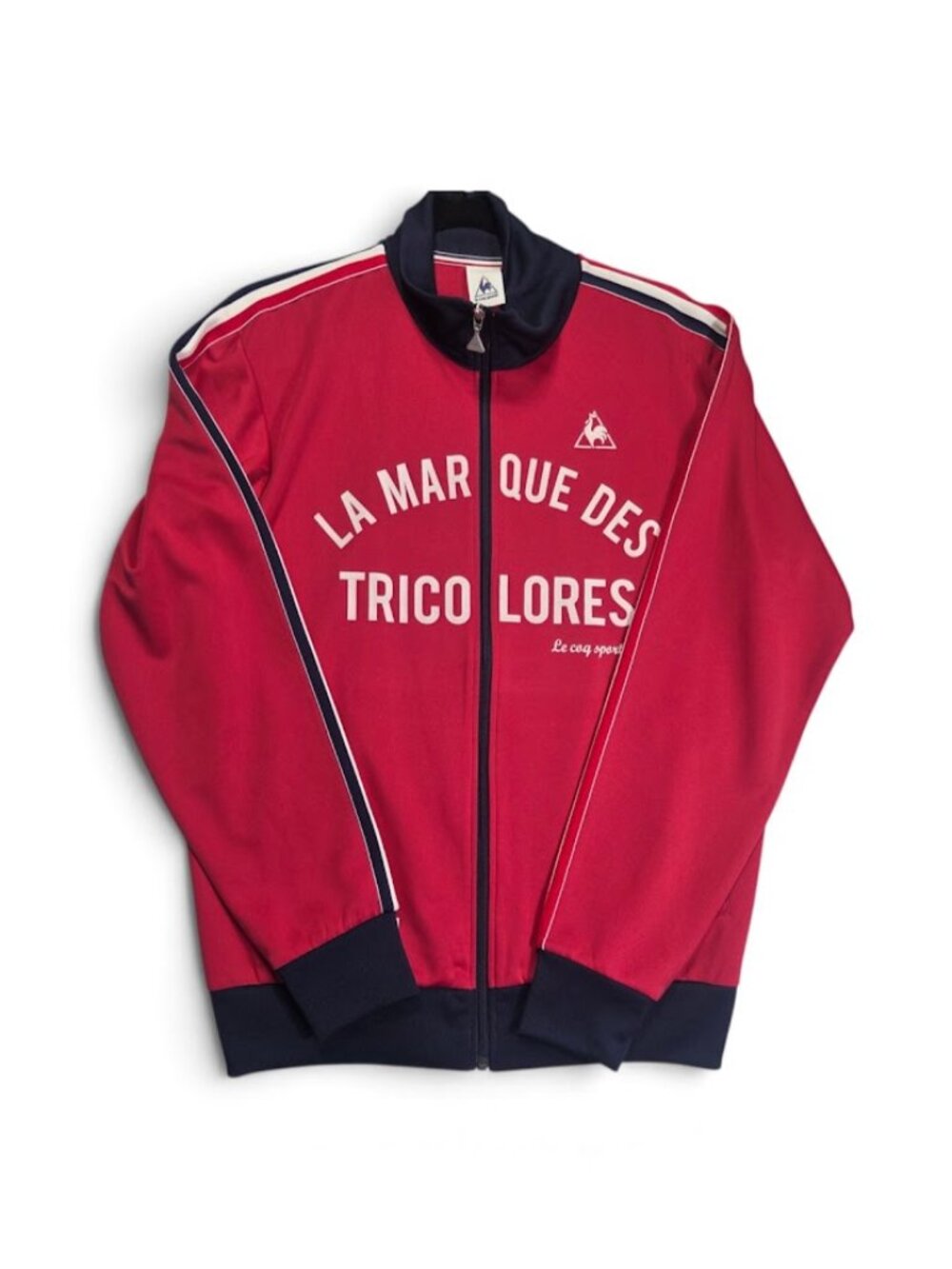 Le Coq Sportif Track Jacket Red Blue Full Zip Retro Vintage Sportswear L/XL